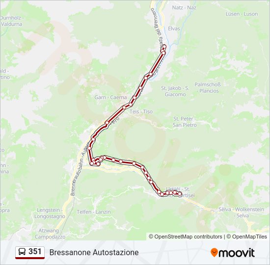 Percorso linea bus 351