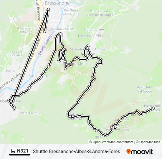 N321 Bus Line Map