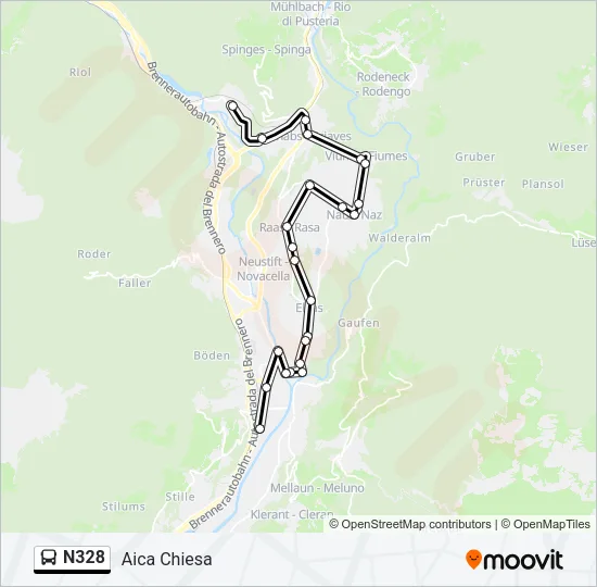 N328 Bus Line Map
