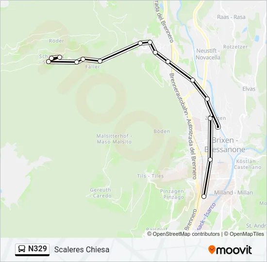 N329 Bus Line Map