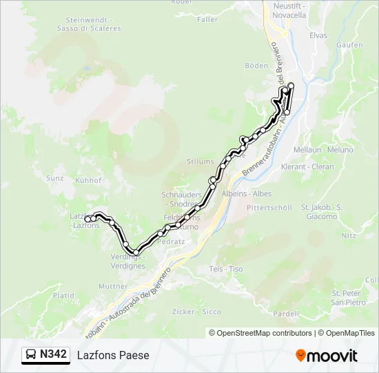 N342 Bus Line Map