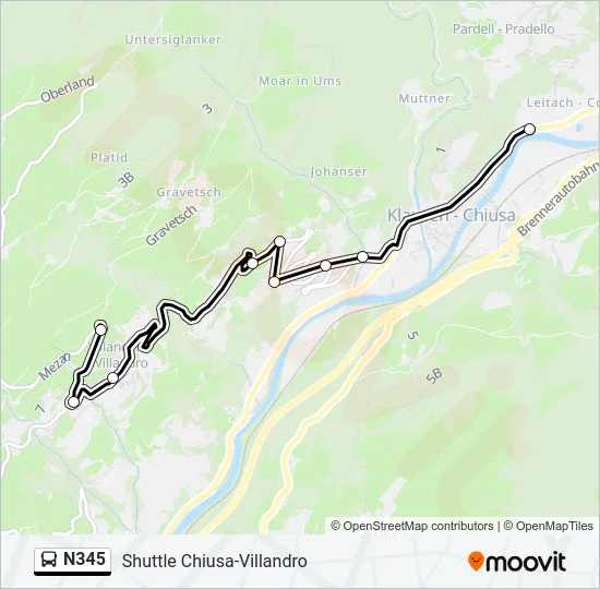 N345 Bus Line Map