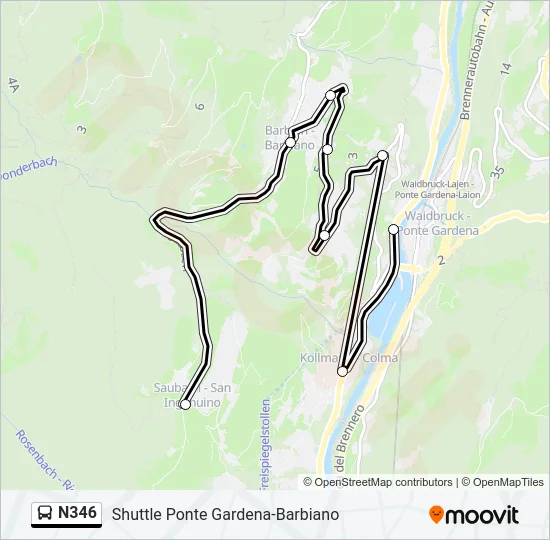 N346 Bus Line Map