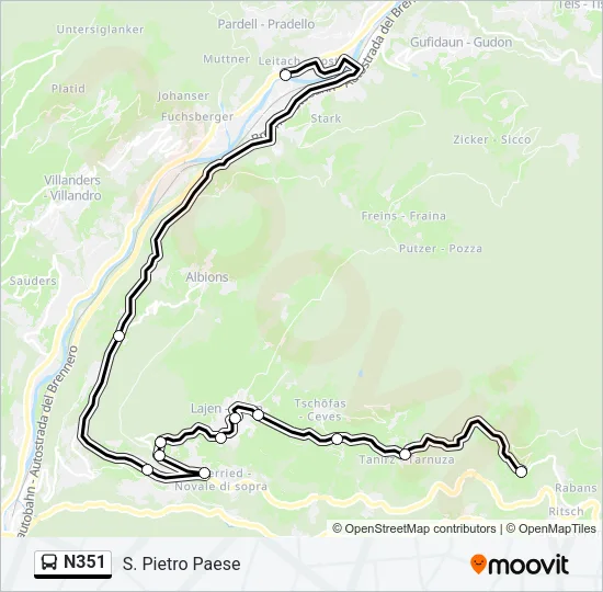 N351 Bus Line Map