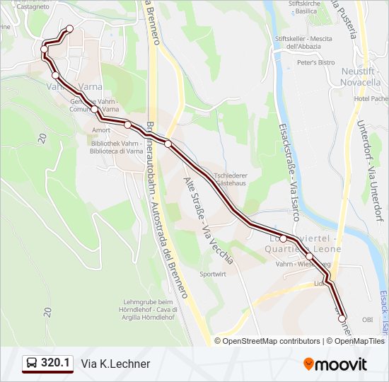 Percorso linea bus 320.1