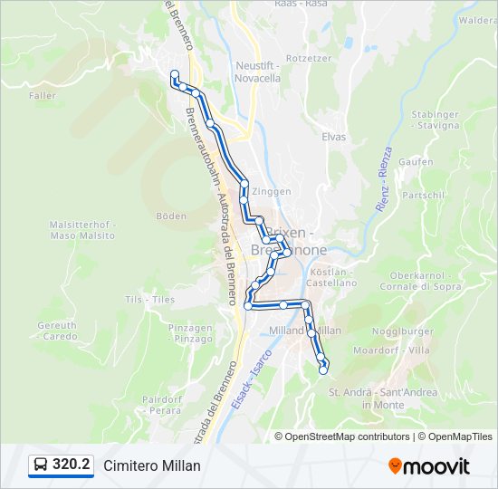 Percorso linea bus 320.2