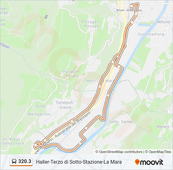 Percorso linea bus 320.3