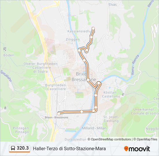 Percorso linea bus 320.3