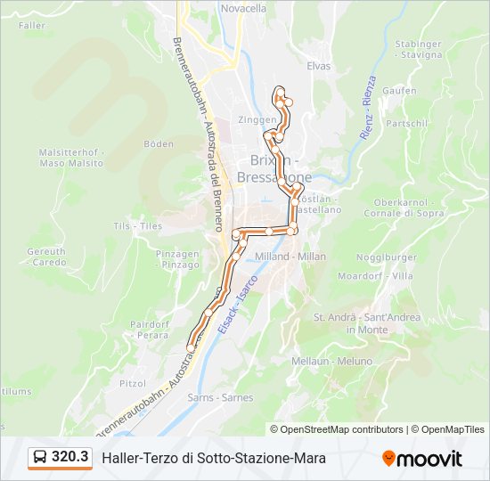 Percorso linea bus 320.3