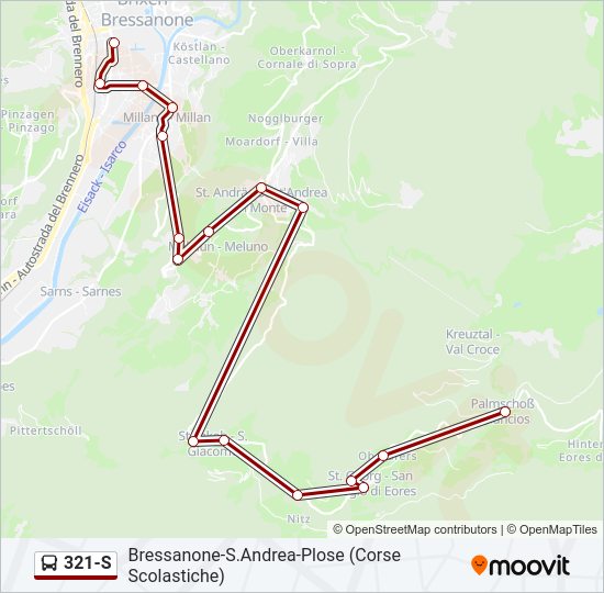 Percorso linea bus 321-S
