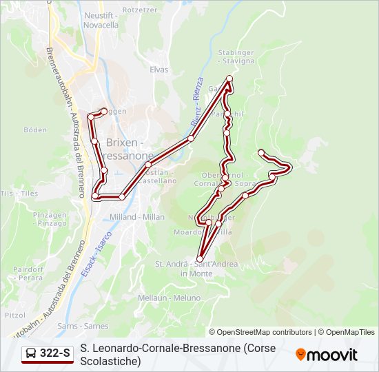 Percorso linea bus 322-S