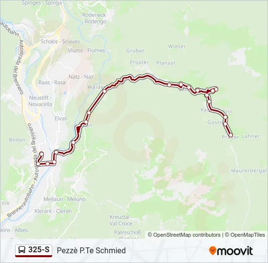 325-S Bus Line Map