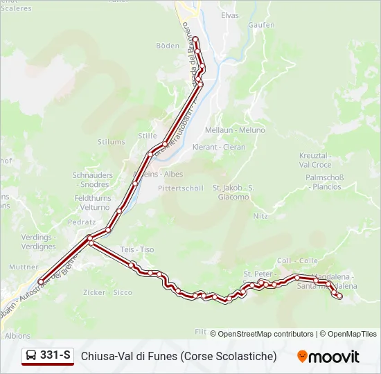 331-S Bus Line Map