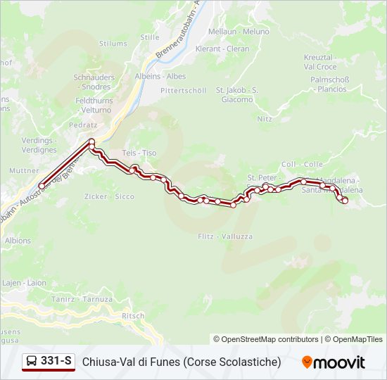 Percorso linea bus 331-S