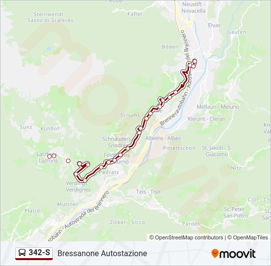 Percorso linea bus 342-S
