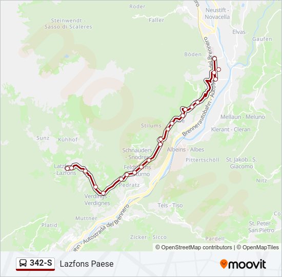 Percorso linea bus 342-S