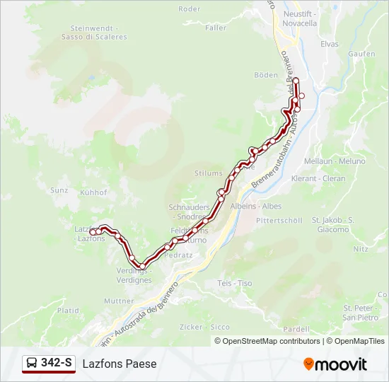 342-S Bus Line Map