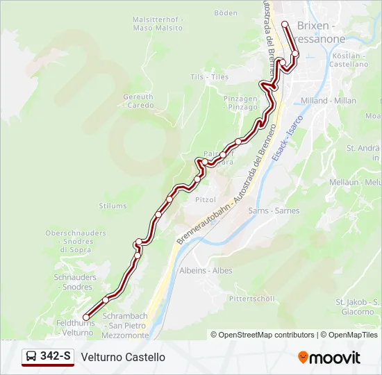 342-S Bus Line Map