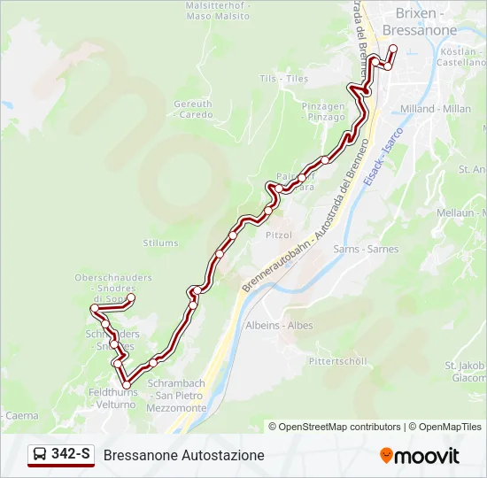342-S Bus Line Map