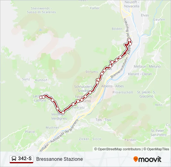 342-S Bus Line Map