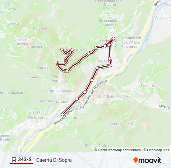 Percorso linea bus 343-S