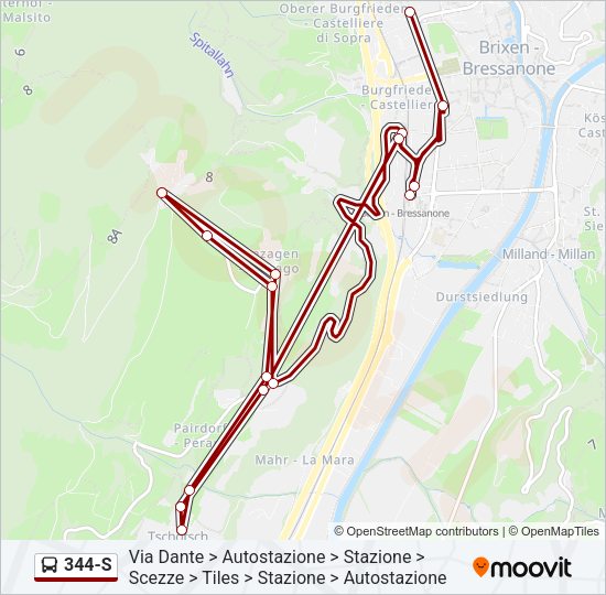 Percorso linea bus 344-S