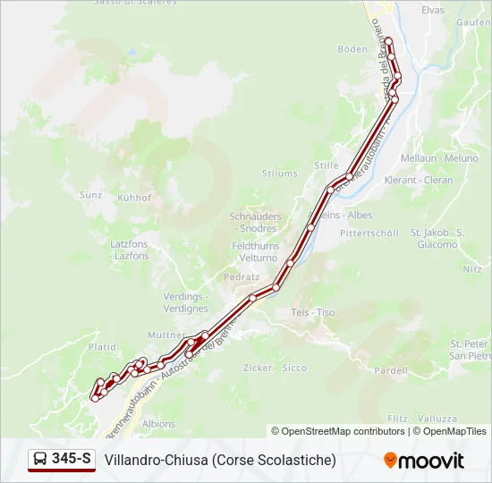 345-S Bus Line Map