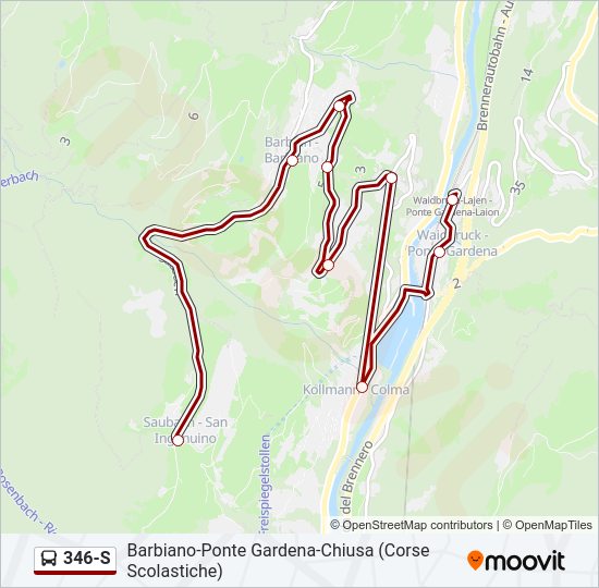 Percorso linea bus 346-S