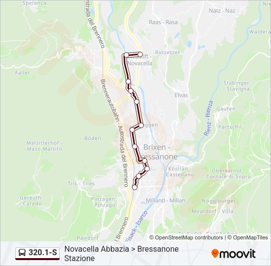 Percorso linea bus 320.1-S