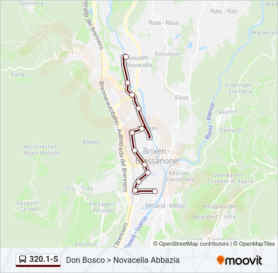 Percorso linea bus 320.1-S