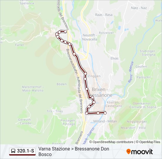 Percorso linea bus 320.1-S