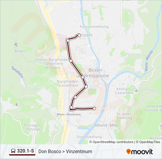 Percorso linea bus 320.1-S