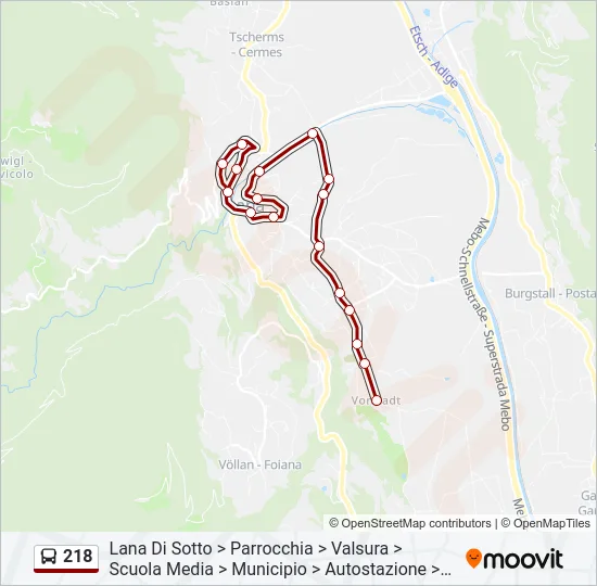 218 Bus Line Map