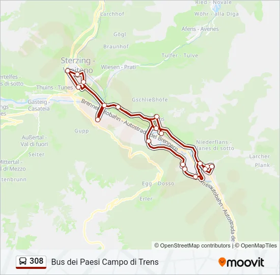 308 Bus Line Map