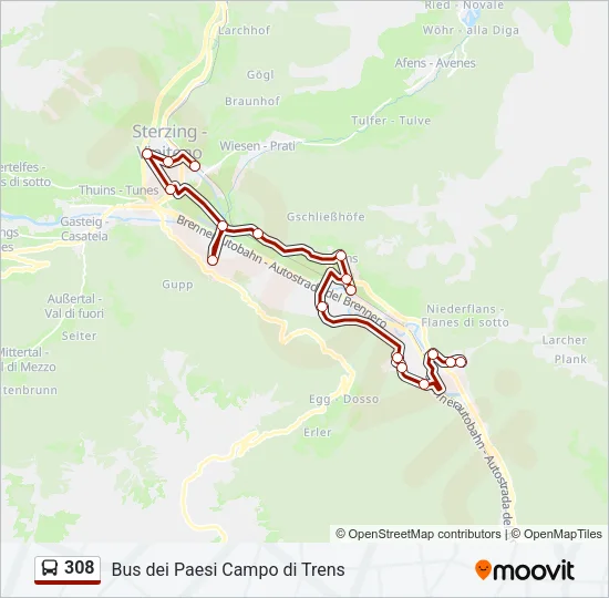 308 Bus Line Map