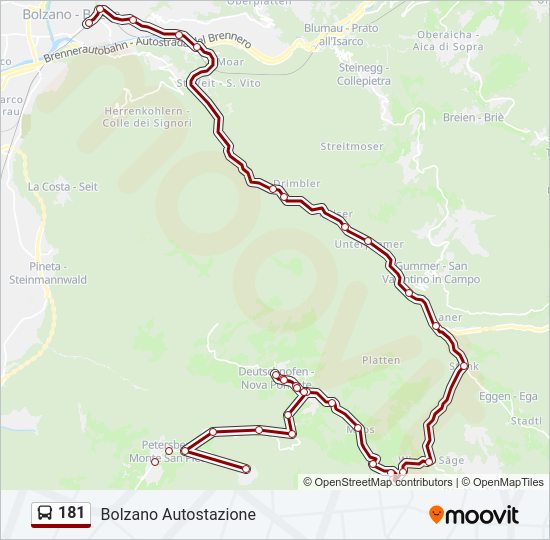 Percorso linea bus 181