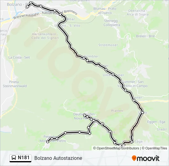 N181 Bus Line Map