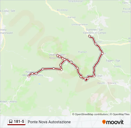 181-S Bus Line Map