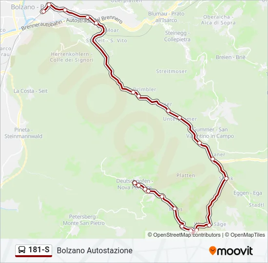 181-S Bus Line Map
