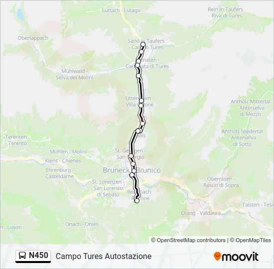N450 Bus Line Map