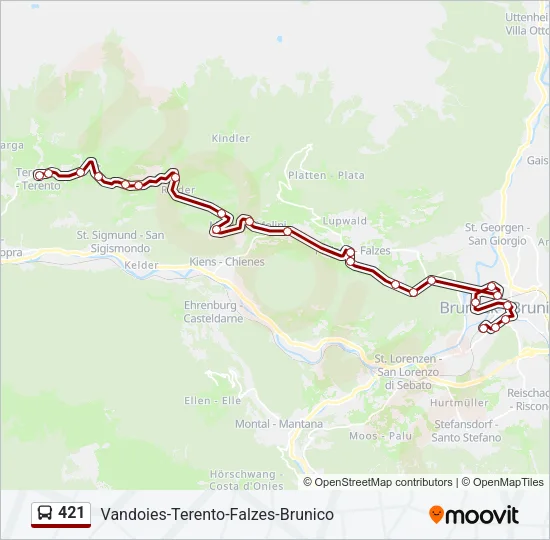 421 Bus Line Map