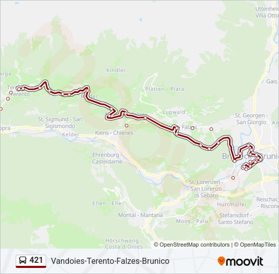 Percorso linea bus 421