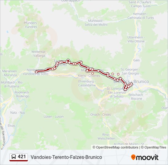 Percorso linea bus 421