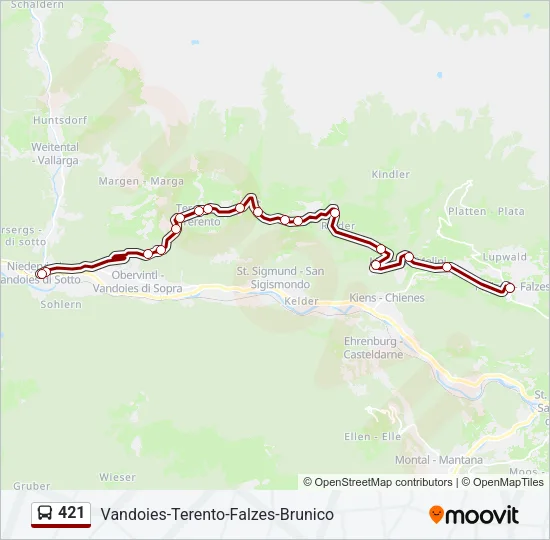 421 Bus Line Map