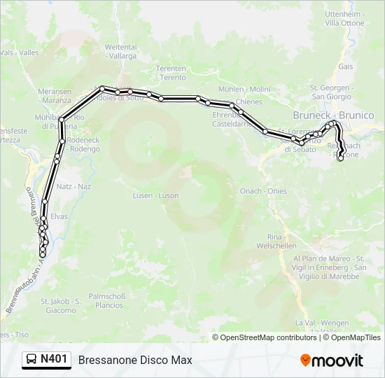 N401 Bus Line Map