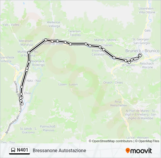 N401 Bus Line Map