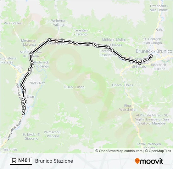 N401 Bus Line Map