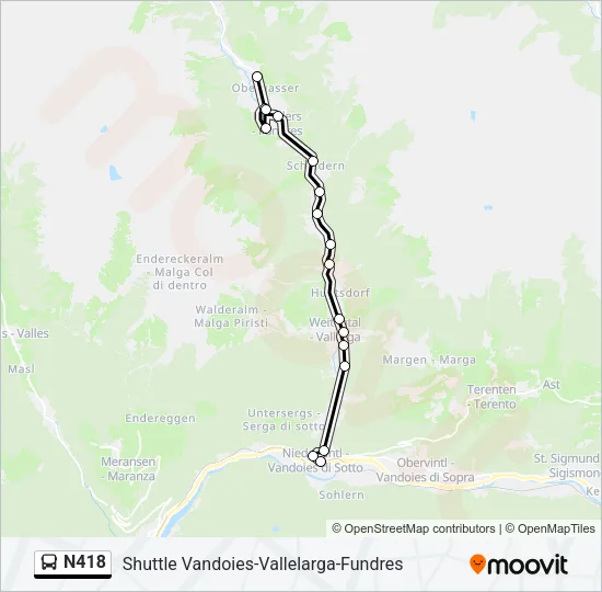 N418 Bus Line Map