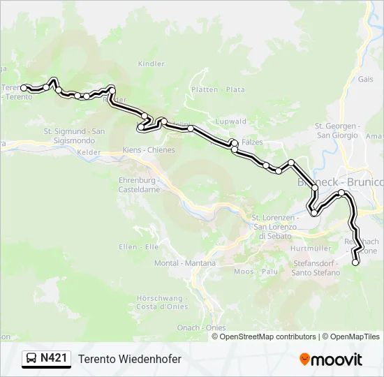 N421 Bus Line Map