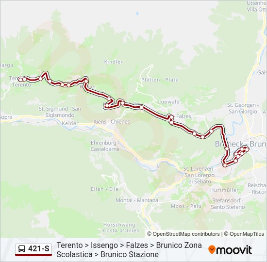 Percorso linea bus 421-S